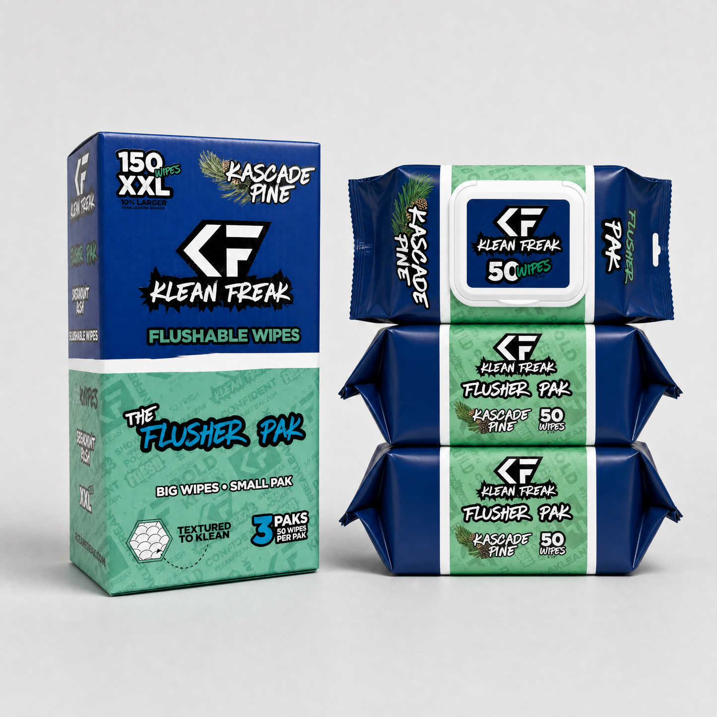 The Flusher 150 Wipes (3 • 50 Paks)