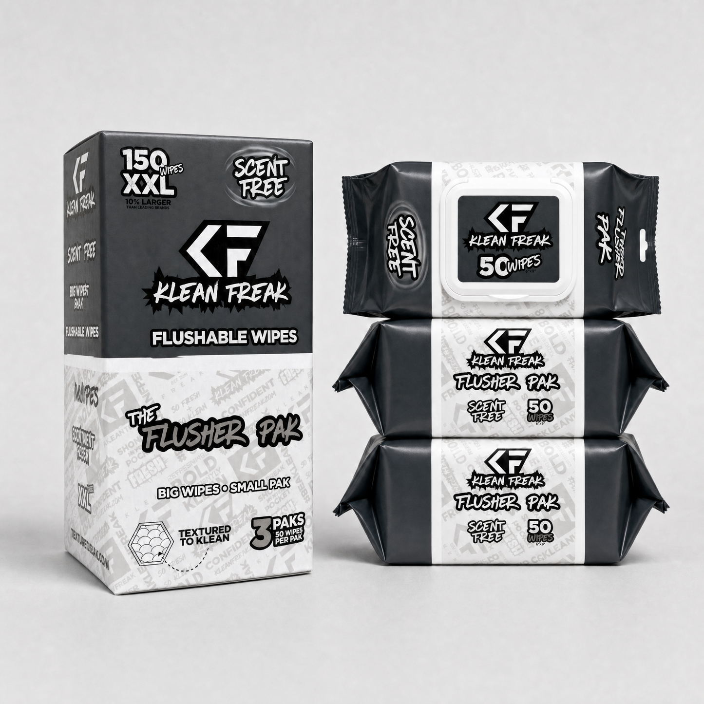 The Flusher 150 Wipes (3 • 50 Paks)